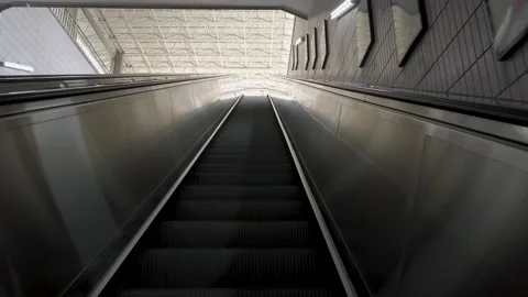 COVID-19 pandemic: Empty elevator going up towards subway exit, Beijing,China. Stock Footage 138680303