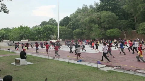 Covid-19 Park Exercise Stock Footage 138359969