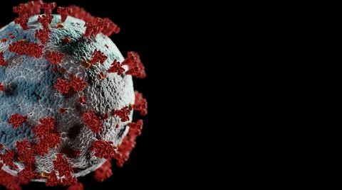 COVID-19 pathogen microscopic 3D rendering with copy space Stock Illustration