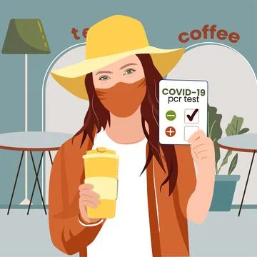 COVID 19 pcr test negative result. Health passport, document. Coronavirus test m Stock Illustration