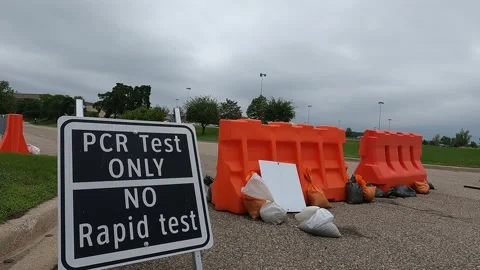 Covid 19 PCR Testing Sign Sterling Heights, Michigan 4K Video stock 157185258