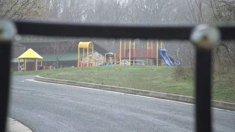 COVID-19 Play Ground Gate Long Shot :23 Stock-Footage 127760014