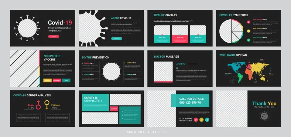 Covid-19 presentation slide template, PowerPoint presentation Illustrazione stock