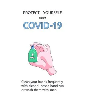COVID-19 prevention banner poster. stop new coronavirus spreading. vector Stock Illustration