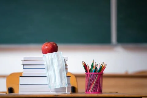 COVID-19 prevention while going back to school and new normal concept. Stock Photos