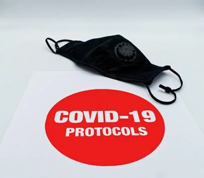 Covid-19 protocols. Concept of preventive measures covid-19 Stock-Fotos