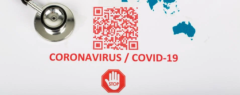 Covid 19 QR code Stock-Fotos