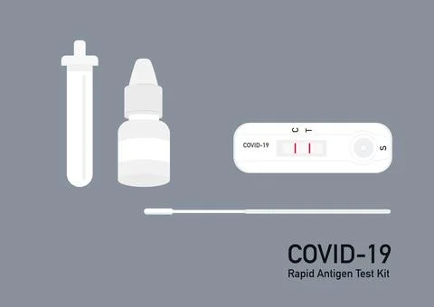 Covid 19 rapid antigen test kit vector set isolated on dark background 03 Stock Illustration