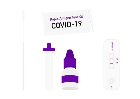Covid 19 rapid antigen test kit vector set isolated on dark background 02 Stock Illustration