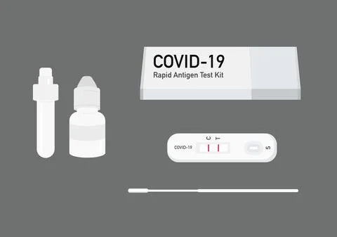 Covid-19 rapid antigen test kit vector on dark background 14 Stock Illustration