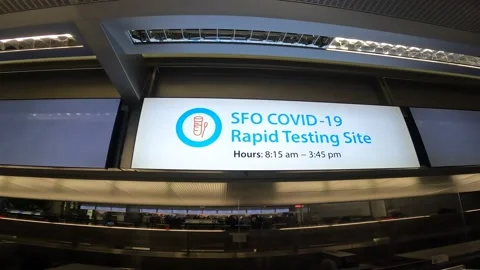 Covid 19 rapid testing area at the San Francisco Airport Stock Footage 196674678