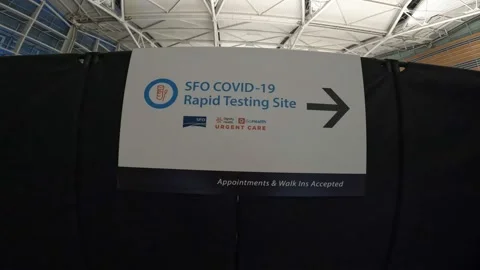 Covid 19 rapid testing area at the San Francisco Airport Stock Footage 196675463