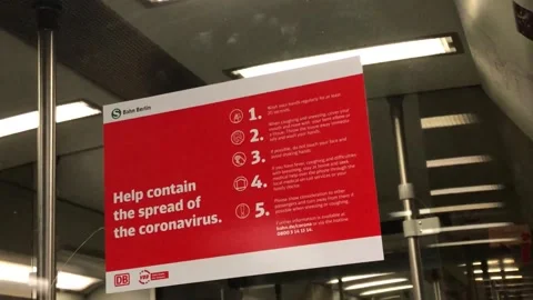 COVID-19 Safety Rules Sign in Berlin S-Bahn Train - April 25, 2020 Stock Footage 340160449