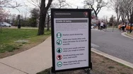 Covid-19 Safety Tips At The Tidal Basin In Washington Dc Stock Footage