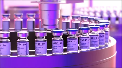 Covid-19 Sars-cov-2 mass production of coronavirus vaccine, a machine Stock Footage 168275048