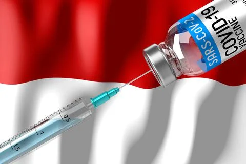 Covid-19, SARS-CoV-2, coronavirus vaccination programme in Monaco, vial and s Stock-Illustration