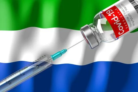 Covid-19, SARS-CoV-2, coronavirus vaccination programme in Sierra Leone, vial Иллюстрация