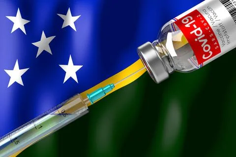 Covid-19, SARS-CoV-2, coronavirus vaccination programme in Solomon Islands, v Stock-Illustration