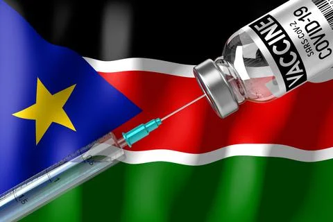 Covid-19, SARS-CoV-2, coronavirus vaccination programme in South Sudan, vial  Stock-Illustration