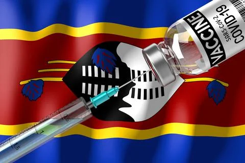 Covid-19, SARS-CoV-2, coronavirus vaccination programme in Swaziland, vial an Stock Illustration