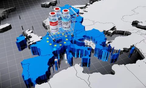 Covid-19, SARS-CoV-2, coronavirus vaccination programme in European Union - 3 Stock-Illustration
