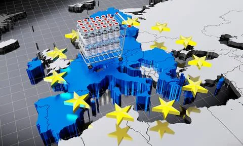 Covid-19, SARS-CoV-2, coronavirus vaccination programme in European Union - 3 Stock-Illustration