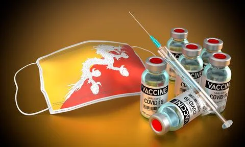 Covid-19, SARS-CoV-2, coronavirus vaccination programme in Bhutan Illustrazione stock