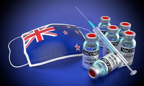 Covid-19, SARS-CoV-2, coronavirus vaccination programme in New Zealand Illustrazione stock