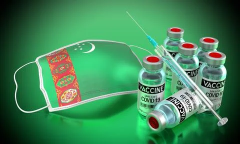 Covid-19, SARS-CoV-2, coronavirus vaccination programme in Turkmenistan Stock Illustration
