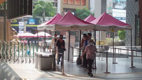 COVID-19 Screening Test at Siam Square One Stock Footage 148325059