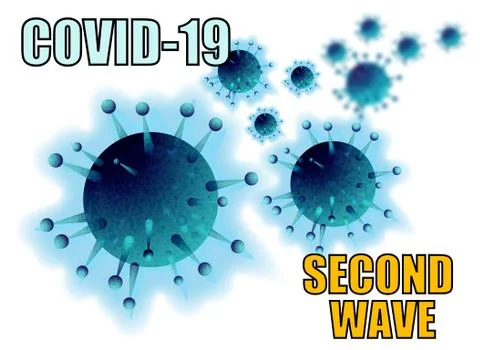 Covid-19 second wave outbreak with blue virus background Stock Illustration