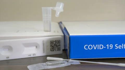 Covid-19 self-test ready to be taken. Video stock 156401601