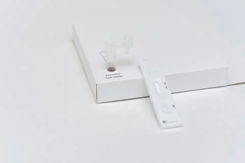 Covid-19 self testing kit to check for coronavirus at home Foto stock