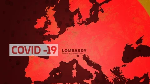 Covid-19 spread from Lombardy animation Stock Footage 126236272