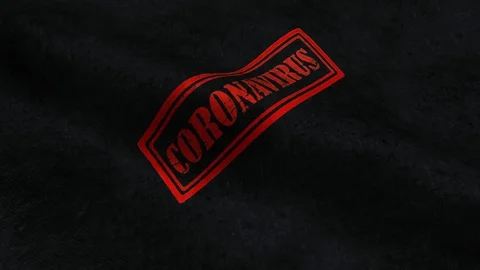 Covid-19 stamp flag waving in the wind. Coronavirus outbreak concept. Sign of Stock Footage 127643602