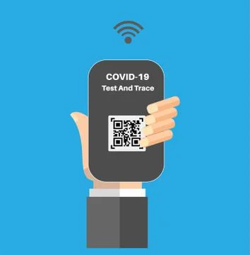 Covid-19 test and trace app with Q Code vector illustration Stock Illustration