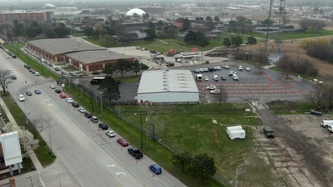 Covid-19 Testing Aerial 4K Harwood Height, IL 库存影片 129164116