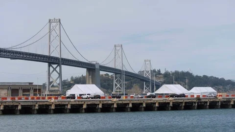 Covid-19 Testing with Bay Bridge background Stock Footage 129523227
