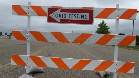 Covid 19 Testing Sign, Corona Virus Testing Center 4K Video stock 157450852