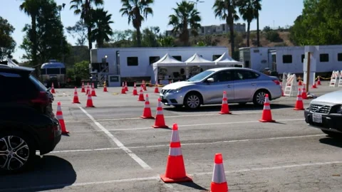 Covid 19 Testing Station Dodger Stadium Los Angeles 2 Stock Footage 141232761