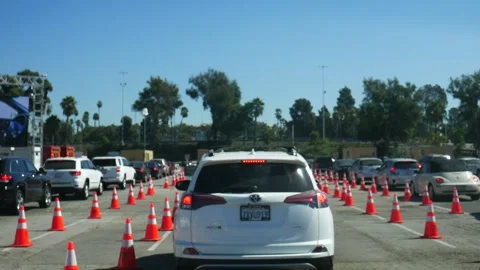 Covid 19 Testing Station Dodger Stadium Los Angeles 5 Stock Footage 141232783