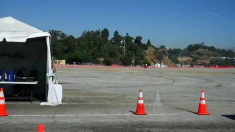 Covid 19 Testing Station Dodger Stadium Los Angeles 3 Stock Footage 141232910