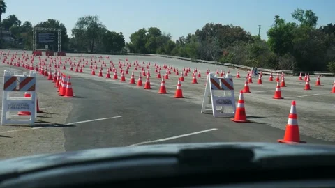 Covid 19 Testing Station Dodger Stadium Los Angeles Stock Footage 141233098