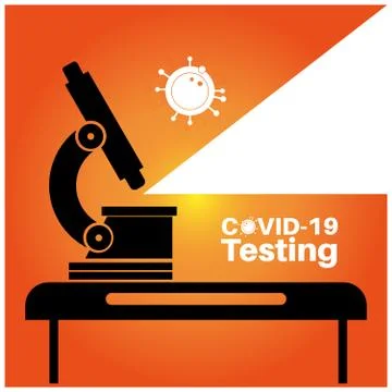Covid-19 testing vector illustration with microscope in a lab Illustrazione stock