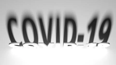 COVID-19 text with dramatic light and shadows 3d rendering Stock Illustration