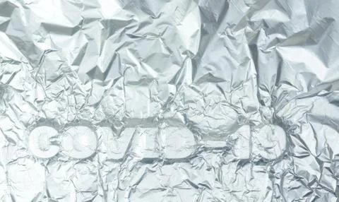 Covid-19 text, folded foil background Stock Illustration