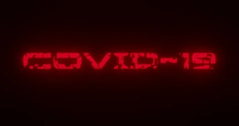 "COVID-19" Text Glitch Effect Animation Stock Footage 253678154