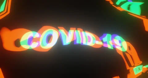 "COVID-19" Text Glitch Effect Animation Stock Footage 254342360