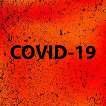Covid-19 text. Marble colored wall.Vector Illustration. Abstract stone orange Stock Illustration