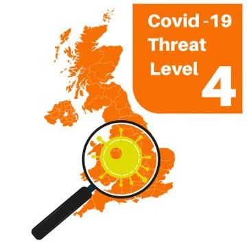 Covid-19 UK local lockdown with map and magnifying glass Stock Illustration